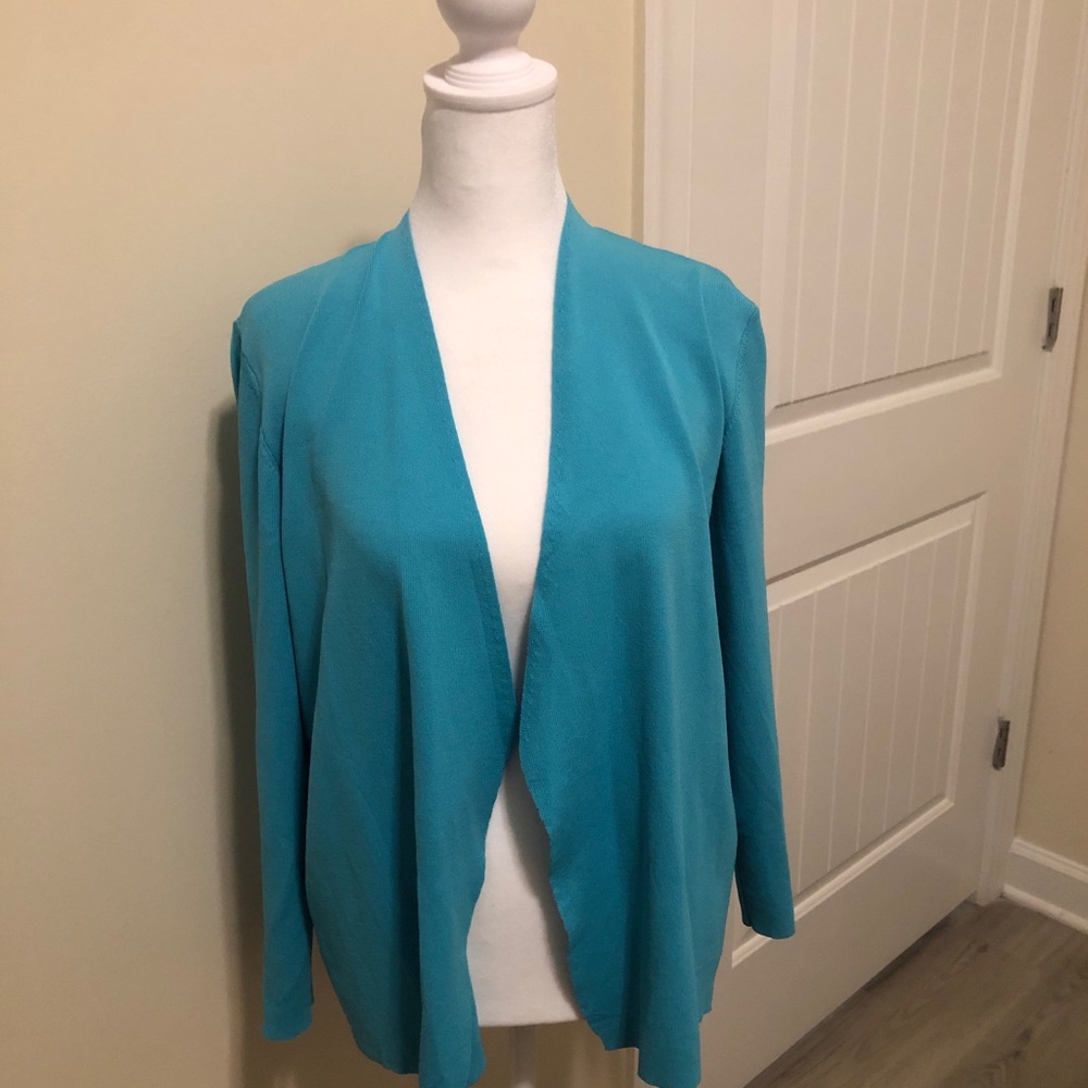Red Teal Open Front Cardigan
